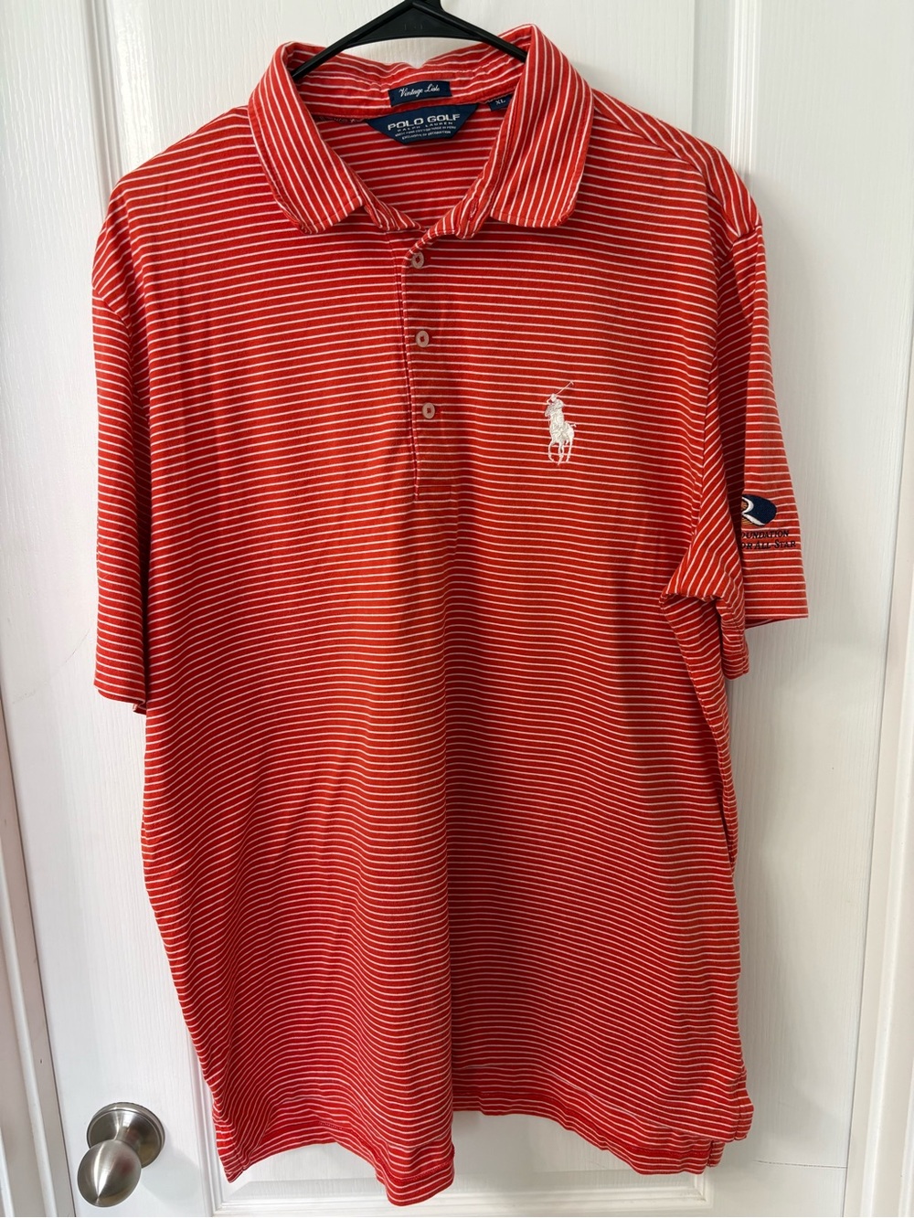 Polo Golf Vintage Lisle Red Striped Short Sleeve Shirt Men's XL